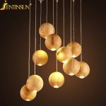 Modern Solid Wood Pendant Lamp Chinese Nordic Wooden Ball Light