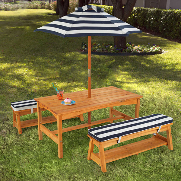 $279.00 Blue and White KidKraft Outdoor Table and Bench Set with