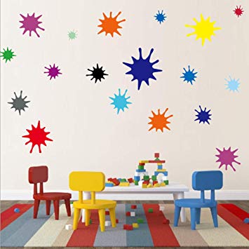 Amazon.com: Kids Wall Decals Primary Color Paint Splash Room Decor