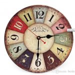 Wholesale Vintage Wooden Wall Clock Shabby Chic Rustic Retro Kitchen
