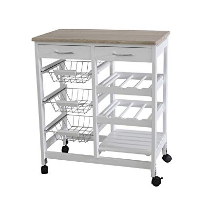 Amazon.com: Home Basics Portable Kitchen Storage Island Trolley Cart