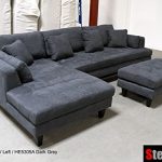 Amazon.com: 3pc Contemporary Dark Grey Microfiber Sectional Sofa Set