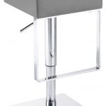 Aria Backless Leather Adjustable Barstool, Gray Leather - Modern