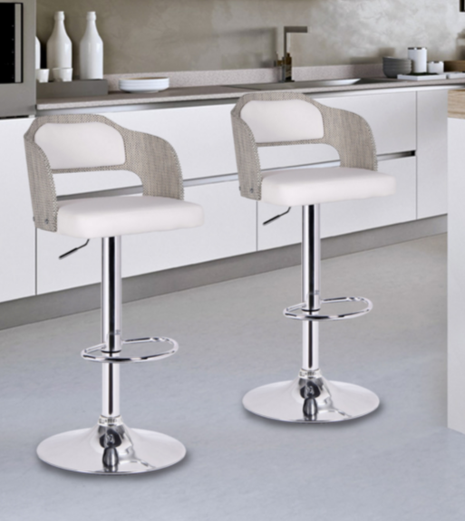 8 White Modern Bar Stools With Low Back - Cute Furniture