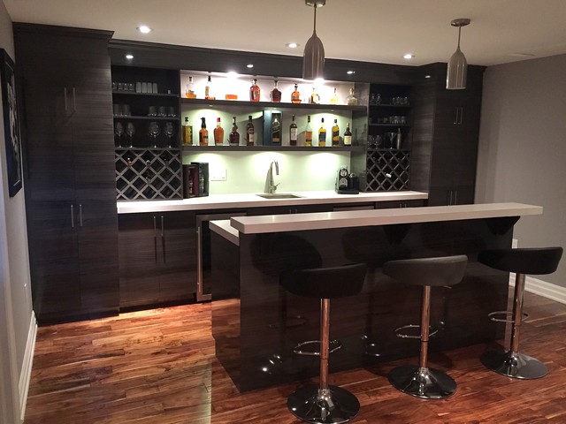 High Gloss Modern Basement Bar - Modern - Home Bar - Toronto - by