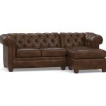 Chesterfield Leather Sofa with Chaise Sectional | Pottery Barn