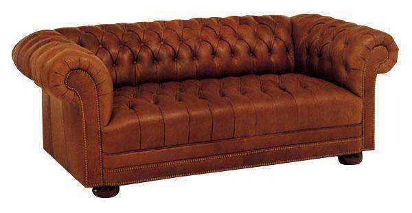 Chesterfield Leather Sofa With Tufted Bench Seat And Nail Trim