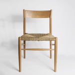 NON STANDARD OAK DINING CHAIR WITH WOVEN RUSH SEAT