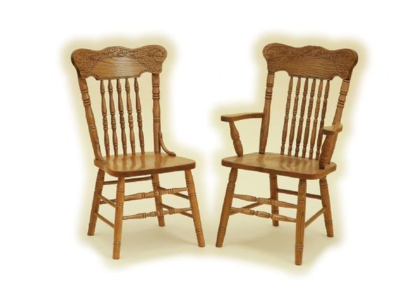 Pressed Back Oak Dining Chair from DutchCrafters Amish Furniture