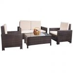 Amazon.com : Patio Furniture Set 4pcs Outdoor PE Rattan Wicker Sofa