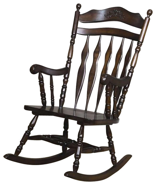 Coaster Rocking Chair, Walnut Finish - Traditional - Rocking Chairs
