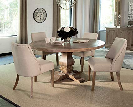 Amazon.com - Florence Round Pedestal Dining Table Rustic Smoke - Tables