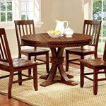 Furniture of America Castile 5-Piece Transitional Round Dining Table Set,  Dark Oak