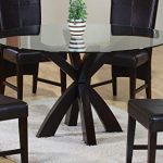 Dining Table with Round Glass Top in Rich Cappuccino - Coaster