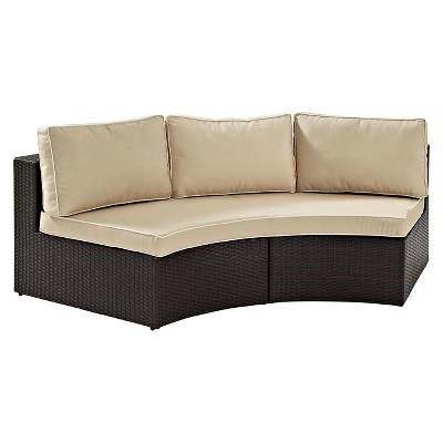 Crosley Catalina Outdoor Wicker Round Sectional Sofa With Sand