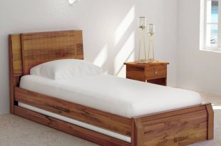 Buy Verkko Solid Wood Single Bed with Trundle in Warm Rich Finish by
