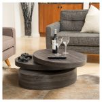 Carson Small Oval Rotatable Coffee Table Black Oak - Christopher