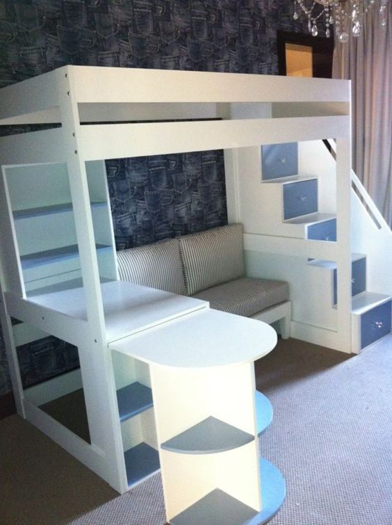 Kids Loft Beds With Desk And Stairs: Tween loft bed with pullout