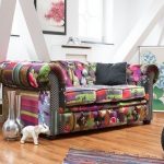 3 Seater Fabric Sofa Patchwork Purple CHESTERFIELD | Beliani.com