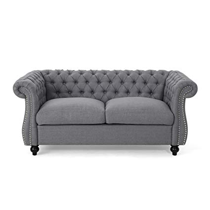 Amazon.com: Kyle Traditional Chesterfield Loveseat Sofa, Dark Gray
