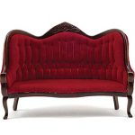 Amazon.com: Dollhouse Miniature Victorian Sofa in Walnut and Red