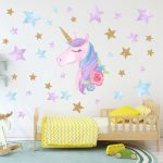 Cartoon Cute Unicorns Star Heart Wall Stickers Wallpaper DIY Vinyl