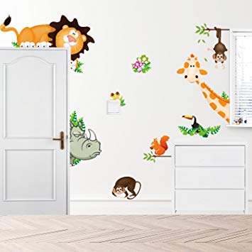 Amazon.com: Removable Creative 3D Lovely Blooms Zoo Wall Decals Kids