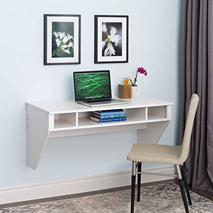 Amazon.com: Wall Mounted Designer Floating Desk in White: Kitchen