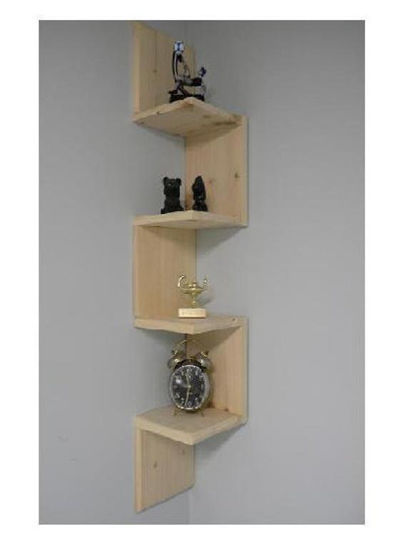 Wall mounted corner shelf Retro 4 tier zig zag shelf for | Etsy