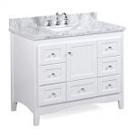 Abbey 42-inch White Bathroom Vanity (Carrara/White): Includes Soft