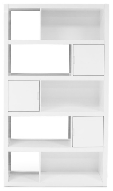Keaton White High Gloss Bookcase - Contemporary - Bookcases - by