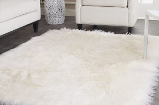 White Faux Sheepskin Rug Long Wool Faux Fur Blanket Decorative