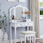 Amazon.com: Roundhill Furniture Sanlo White Wooden Vanity, Make Up