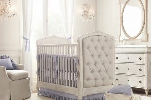 Upholstered Crib White Blue Nursery : Wonderful Baby Room Design