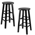 Amazon.com: TSR Wooden Stool Round Stool Set of 2 Wood Bar Stool Low