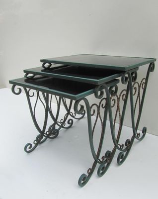 French Wrought Iron Nesting Tables, Set of 3 for sale at Pamono