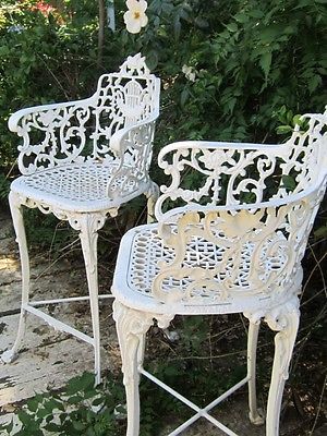 Vintage Victorian White Ornate Wrought Iron Chair Indoor or Outdoor