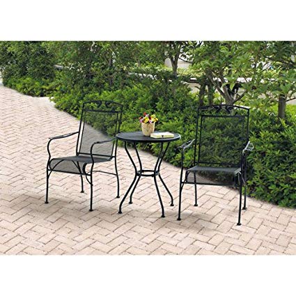 Amazon.com : Wrought Iron 3 Piece Chairs & Table Patio Furniture