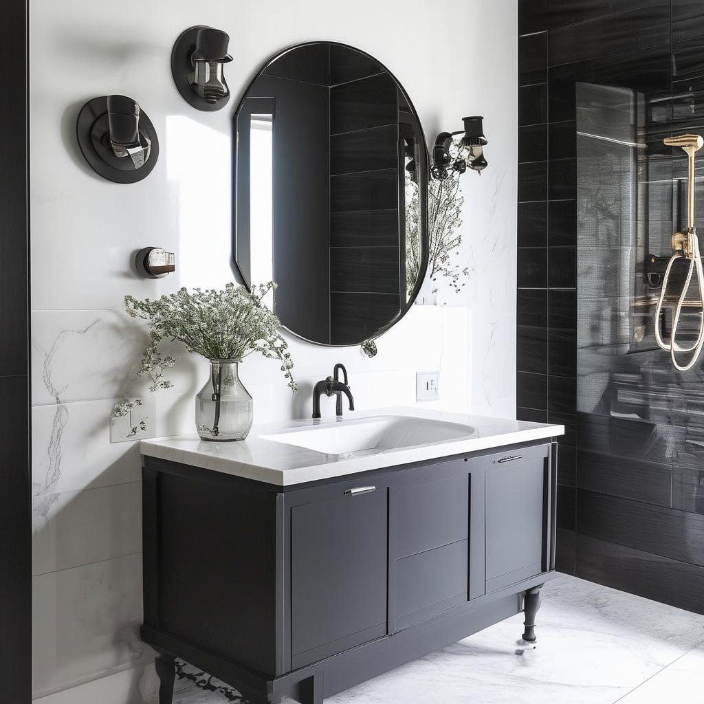 Art Deco Inspired Powder‍ Rooms with Brass Fixtures