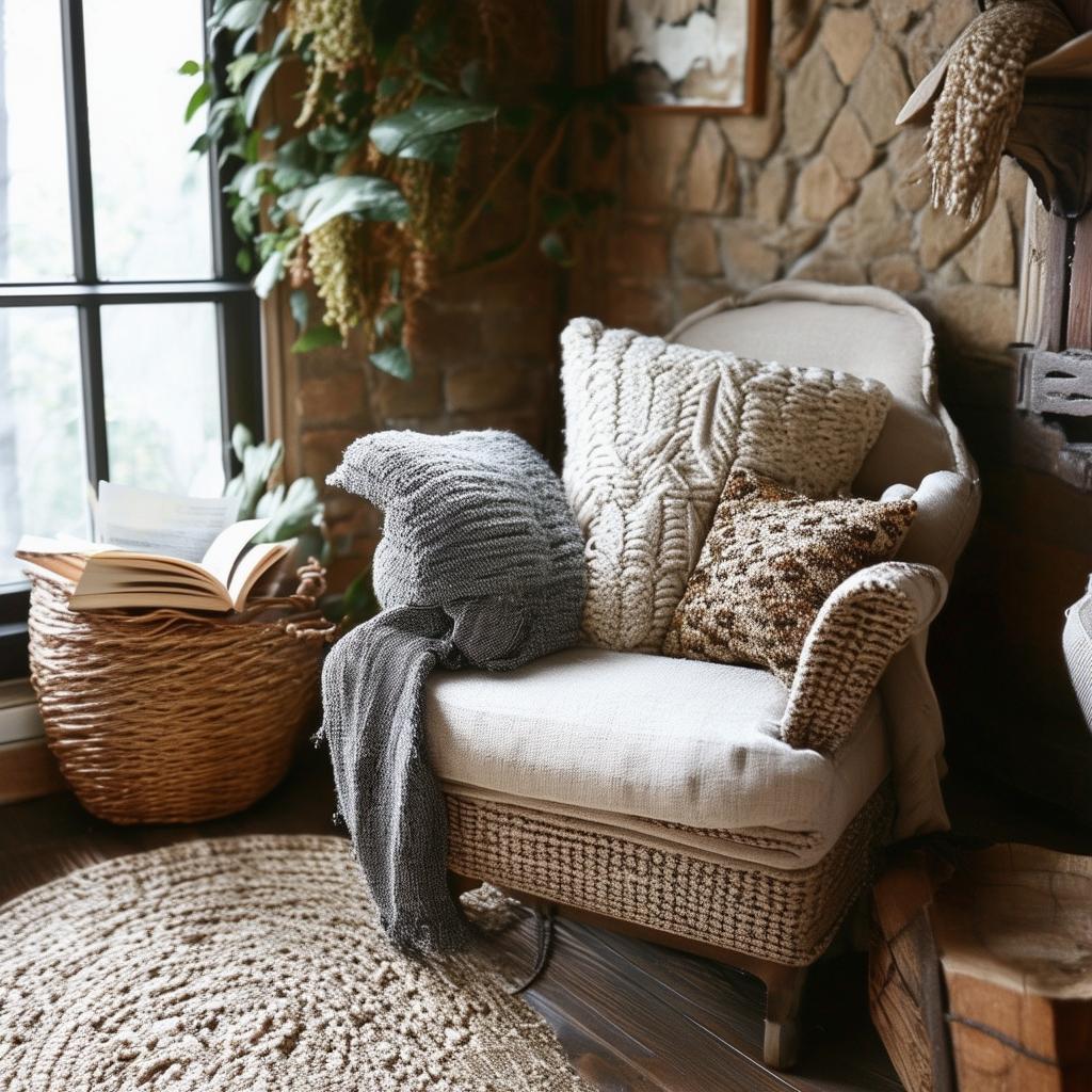 Textured Fabrics: ​Cozying Up Your Rustic Reading Nook