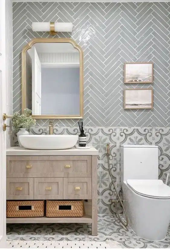 Vibrant Powder Room Oasis: Small Space, Big Impact