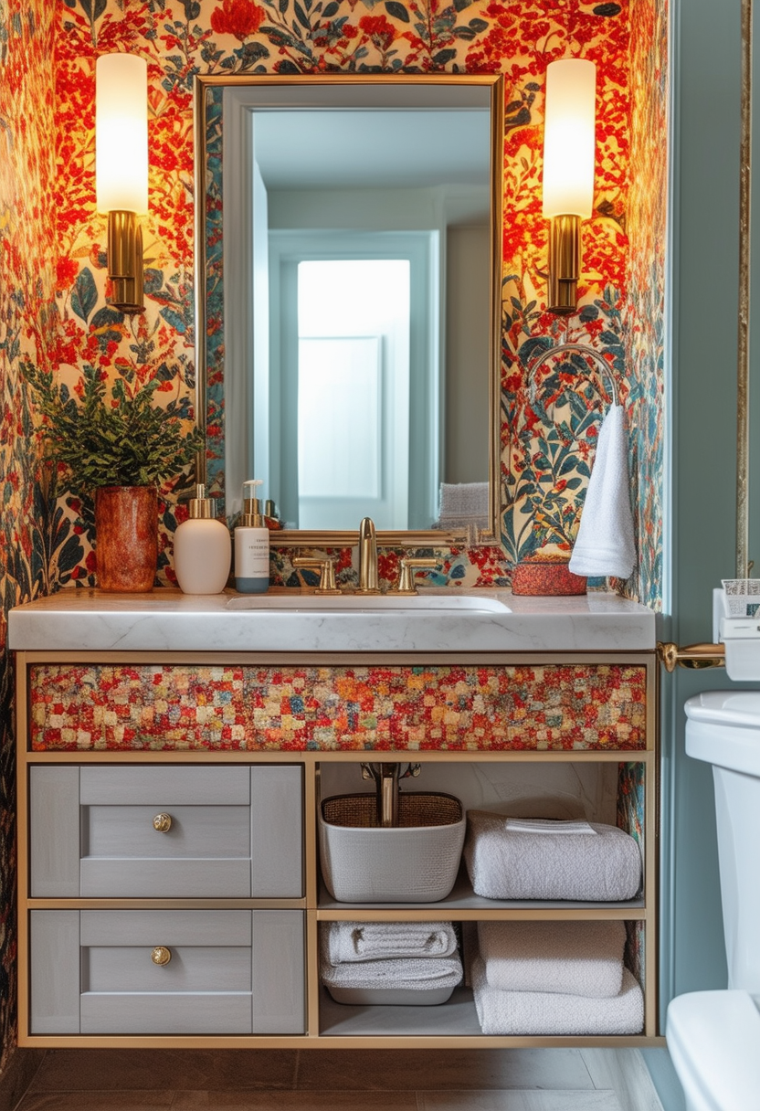 Tiny Treasures: Vibrant Powder Room Design Ideas