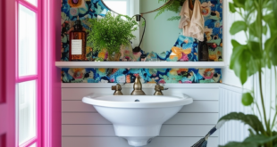 Vibrant and Cozy: The Charm of a Small Colorful Powder Room