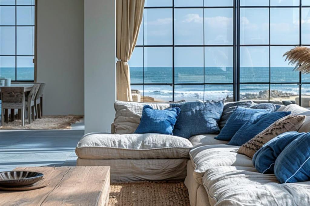 Coastal Living⁣ Room: Capture‍ beachy ⁣vibes with soft​ blues and natural‍ fibers