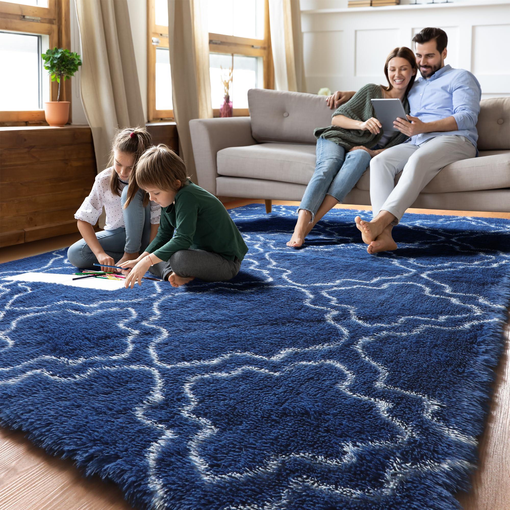 Opt for a blue area rug to anchor⁣ your living rooms⁤ design