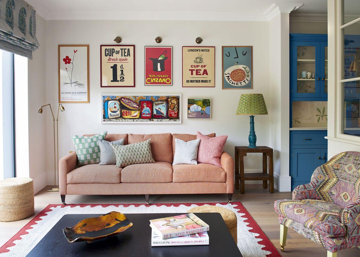 Artistic Living Room: Showcase creativity with a gallery wall and unique artworks