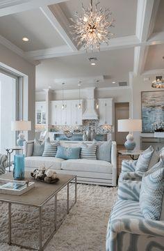 Utilize coastal elements to enhance your blue living room vibe