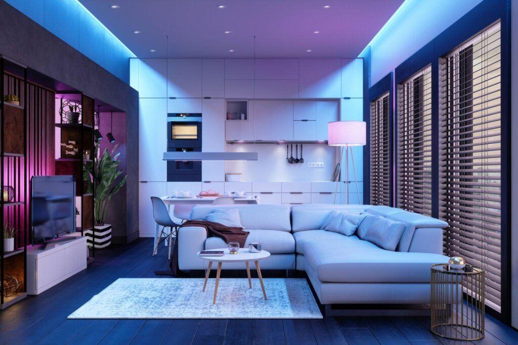 Employ ambient⁤ lighting ⁤for ‍a warm glow in your blue living‌ room