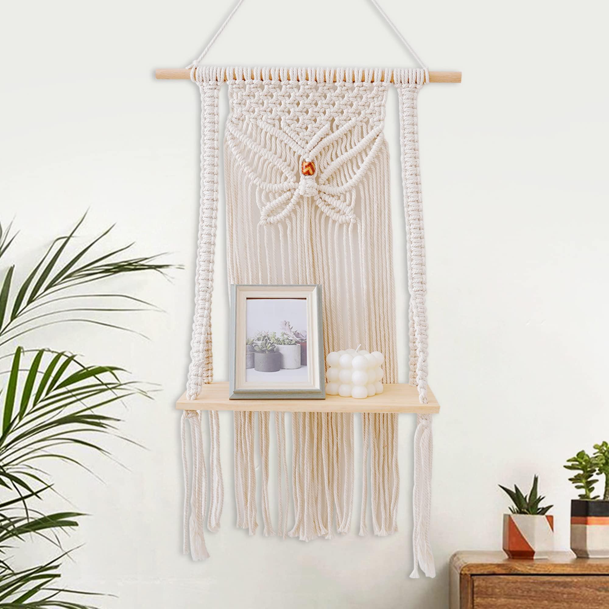 Drape macramé hangings for an artistic boho bathroom touch