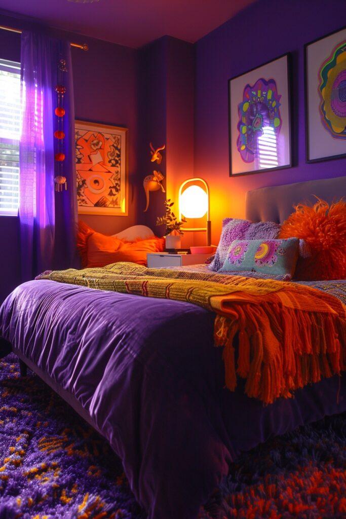 Retro bedroom: ⁣Bright colors and⁣ funky patterns evoke a playful ‌spirit